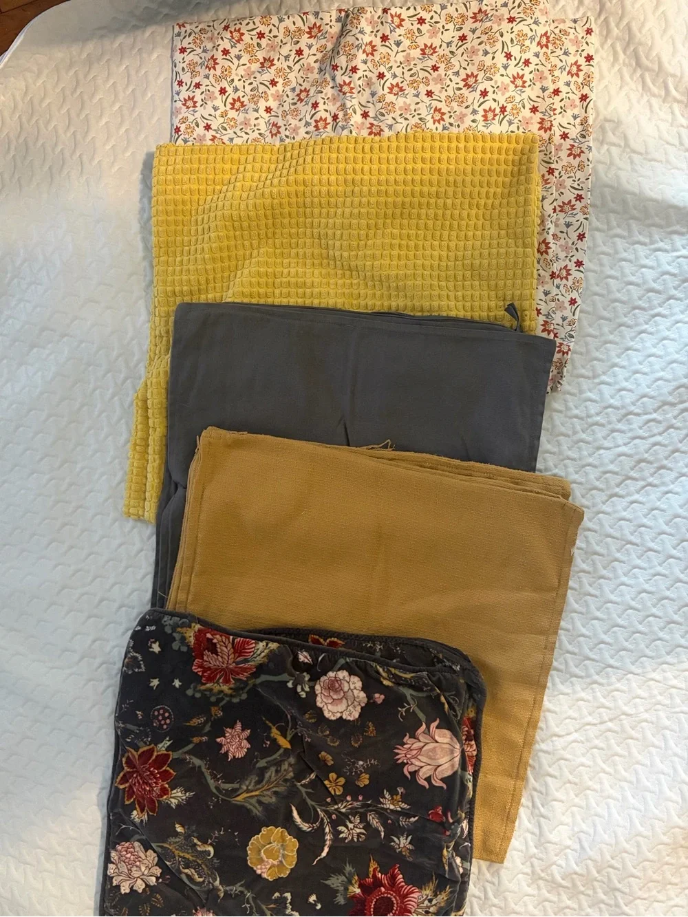 IKEA Accent Pillow Covers in Mustard Yellow, Charcoal Gray, and Floral Black